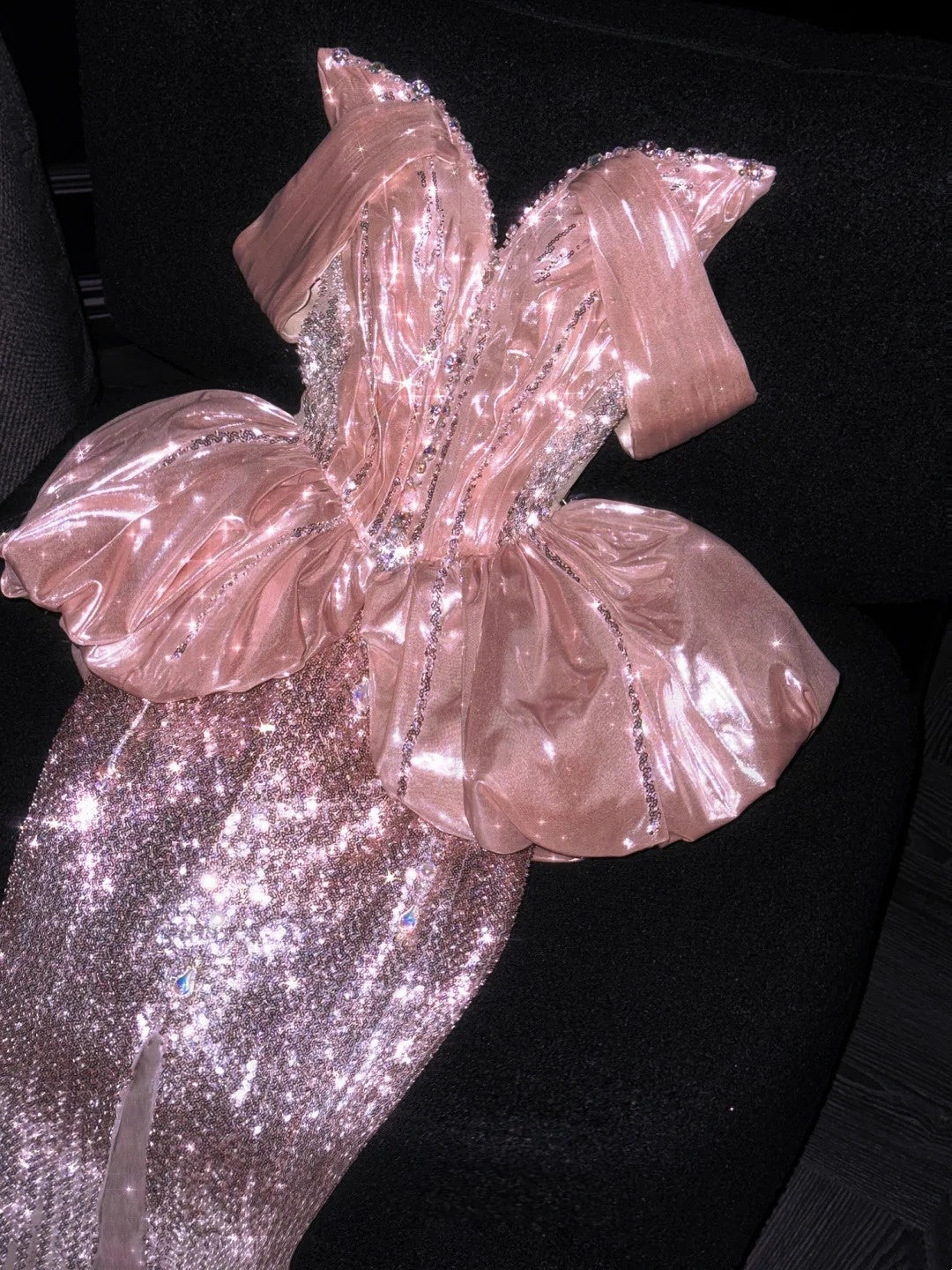 Princess Mermaid Strapless Pink Sequined Long Formal Evening Dress Formal 18th Birthday Gowns Prom Dresses N737
