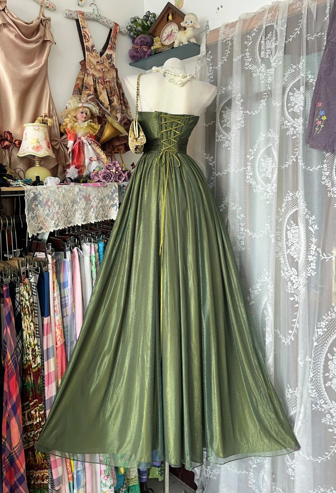 Classic A line Strapless Olive Green With Ruffled Floor Length Prom Dresses Inspo Formal Outfits RB4488