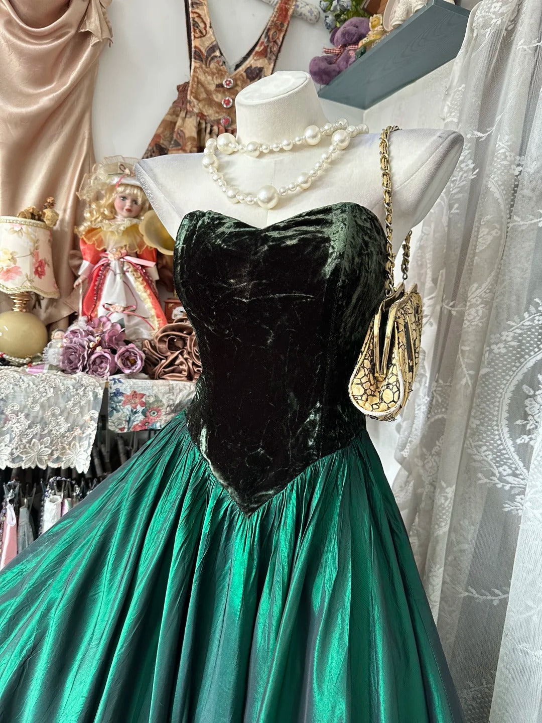 Vintage 90s Prom Dresses A line Sweetheart Tea Length Satin Green y2k Party Formal Outfits RB8999