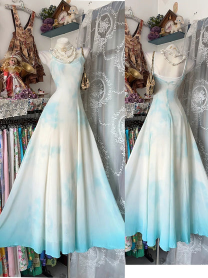 Vintage 90s Prom Dresses A line Spaghetti Straps y2k Chiffon Long Party Formal Outfits RB8998