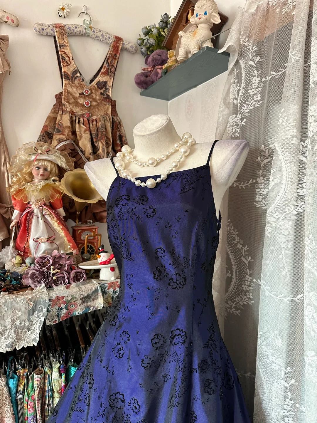 Classy Prom Dresses Ball Gown Spaghetti Strap Navy Blue Long Formal Evening Outfits N3728