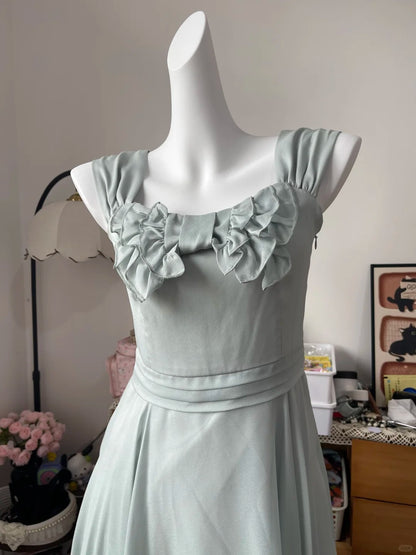 Vintage A Line Square Neck Chiffon Knee Length 16th Birthday Homecoming Dress Graduation Outfit RB6789