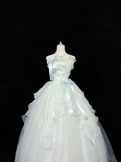 Cute Sweet 16 Dresses Long Ball Gown Strapless Tulle Formal Sweet Sixteen Birthday Gown RC0245