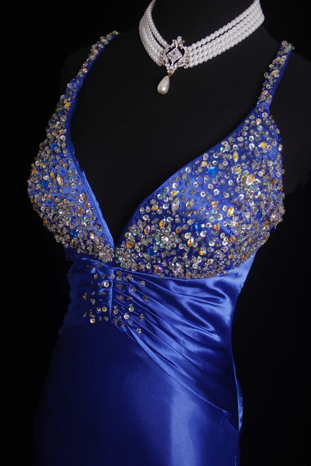 Retro Mermaid Spaghetti Straps Royal Blue Satin 2000s Long Prom Dresses Inspo 18th Birthday Outfits Formal Dress N497