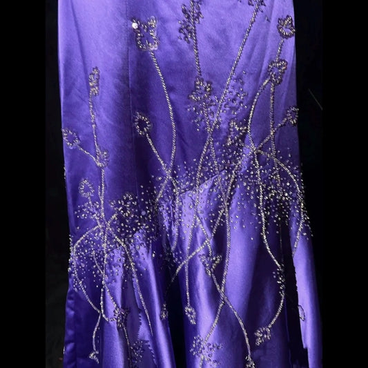 Elegant Mermaid Spaghetti Straps Grape Satin Long Prom Dresses Formal Party Gowns Vestidos De Dia N767