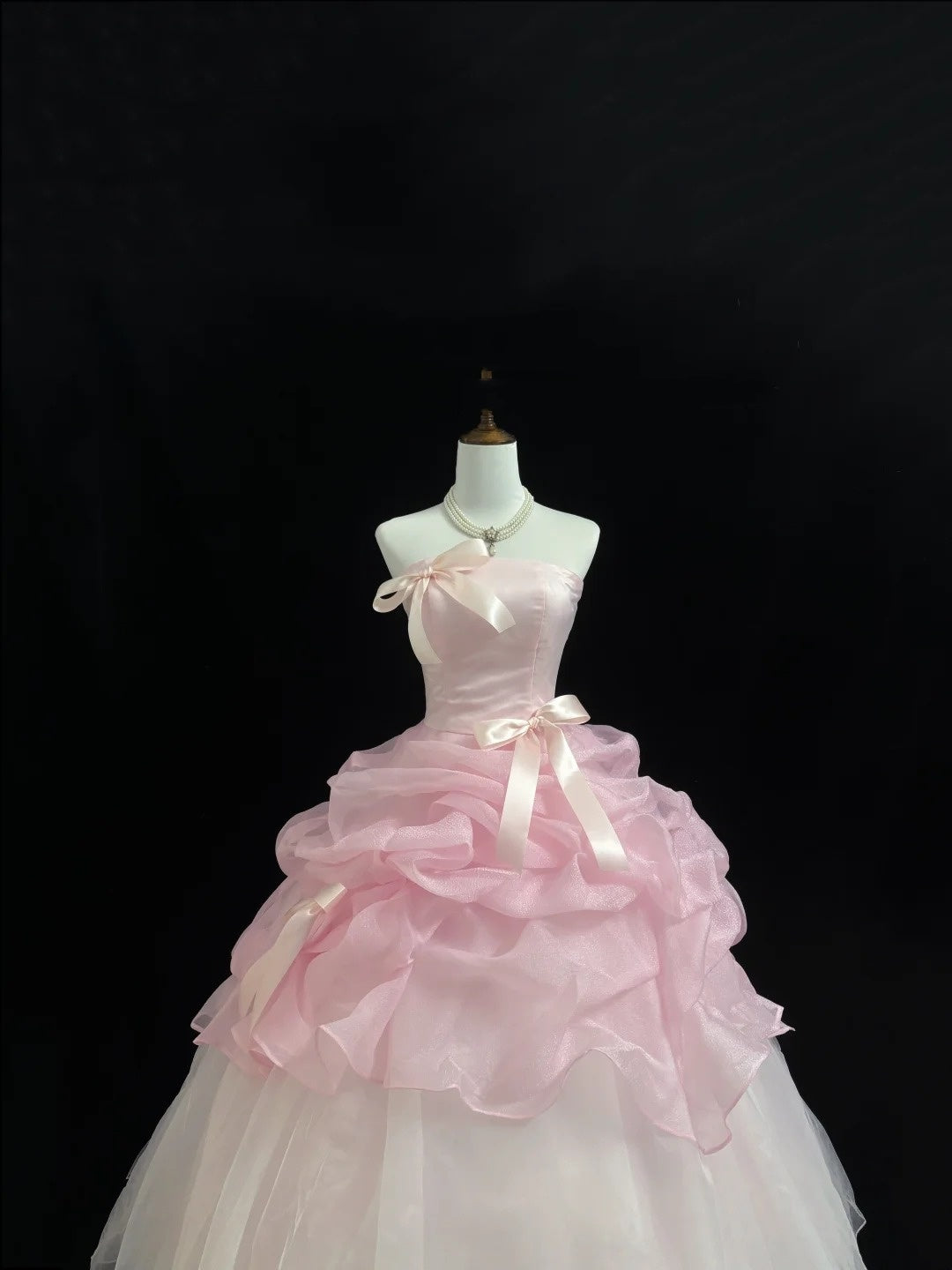Sweet 15 Quinceanera Dress Ball Gown Strapless Pink With Ruffled Tiered 15th Birthday Gown RC0233
