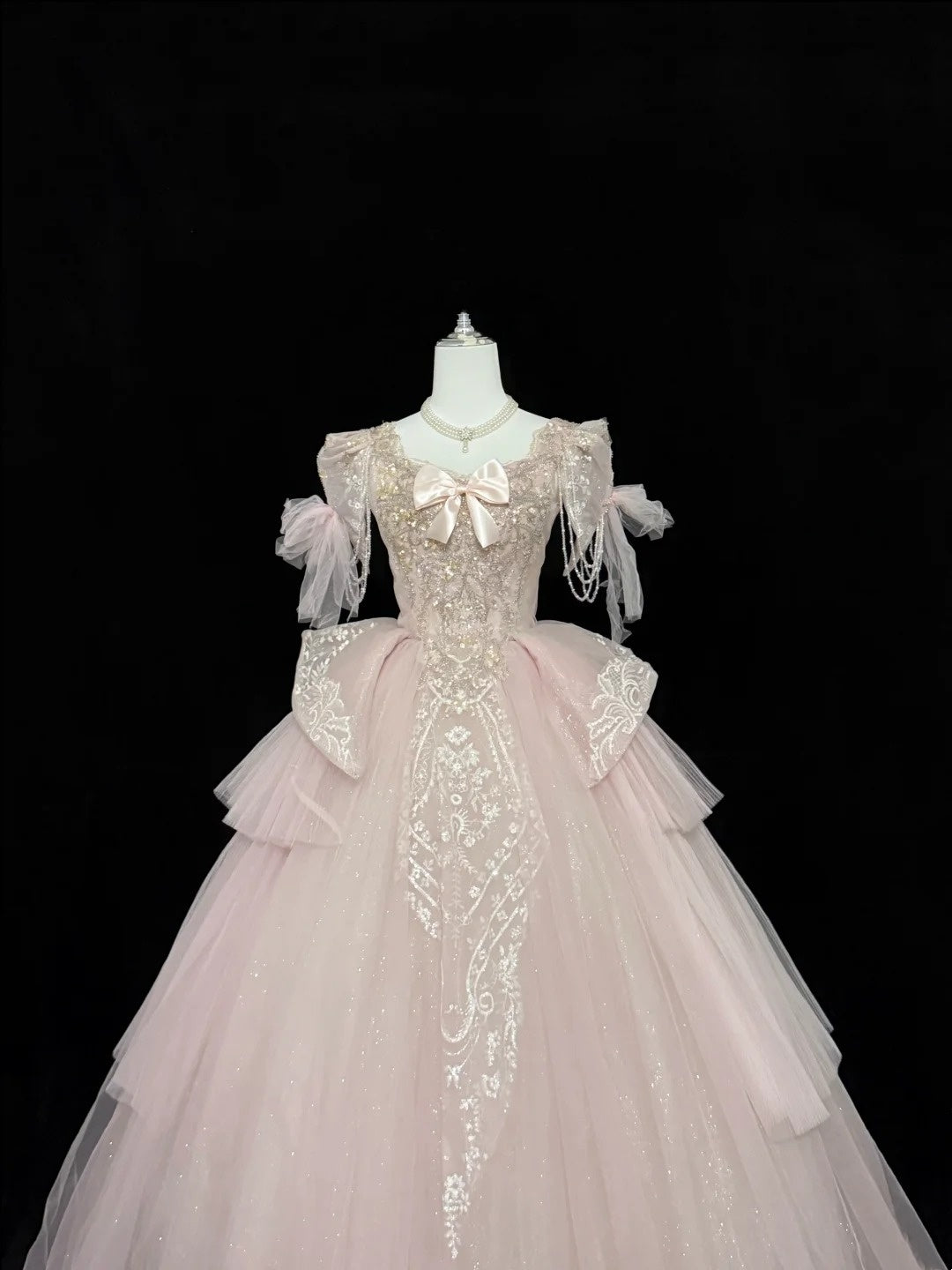 Sweet 16 Dresses Long Ball Gown Squaure Neck Pink With Lace Appliques Sweet Sixteen Birthday Gown RC0325
