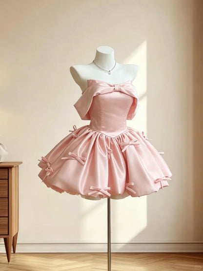 Pretty Outfit Ideas For Teens Girls Off The Shoulder Inspo Short Pink Ball Gown Birthday Outfits Homecoming Dress RB3069