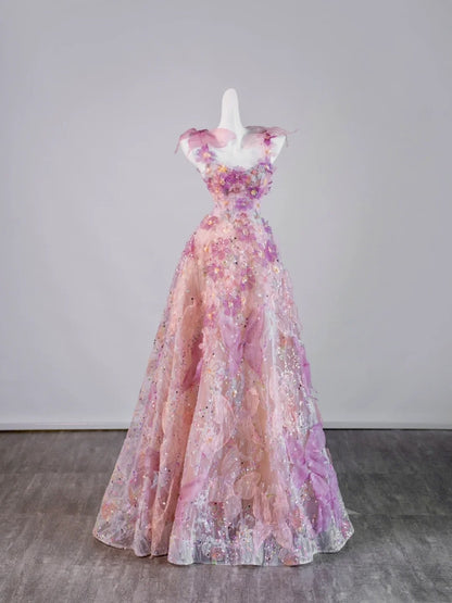 Cute Ball Gown Sweetheart Floral Long Prom Dresses Formal Gowns Inspo Evening Outfit N242