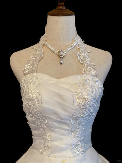 Princess Ball Gown Halter White With Layered Tiered Long Sweet 16 Dresses Seventeen Quince Dress RB4026