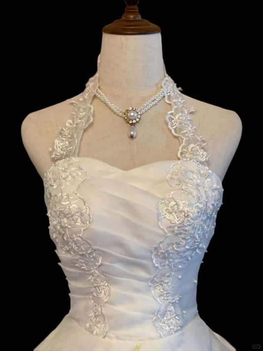 Princess Ball Gown Halter White With Layered Tiered Long Sweet 16 Dresses Seventeen Quince Dress RB4026