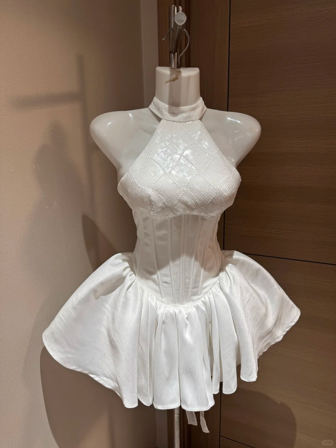 Cute Ball Gown High Neck White Sequin Night In Rio Inspo Hoco Dress Ideas Homecoming Dresses RB4032