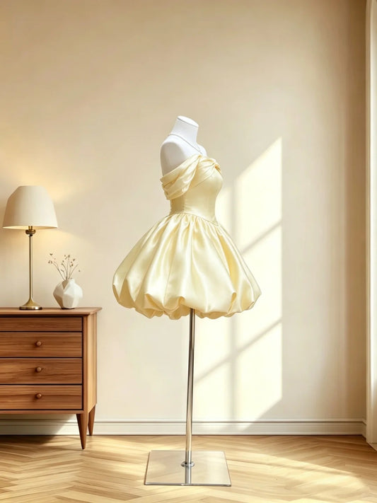 Pretty Outfit Ideas For Teens Girls Off The Shoulder Inspo Short Yellow Ball Gown Birthday Outfits Homecoming Dress RB3062