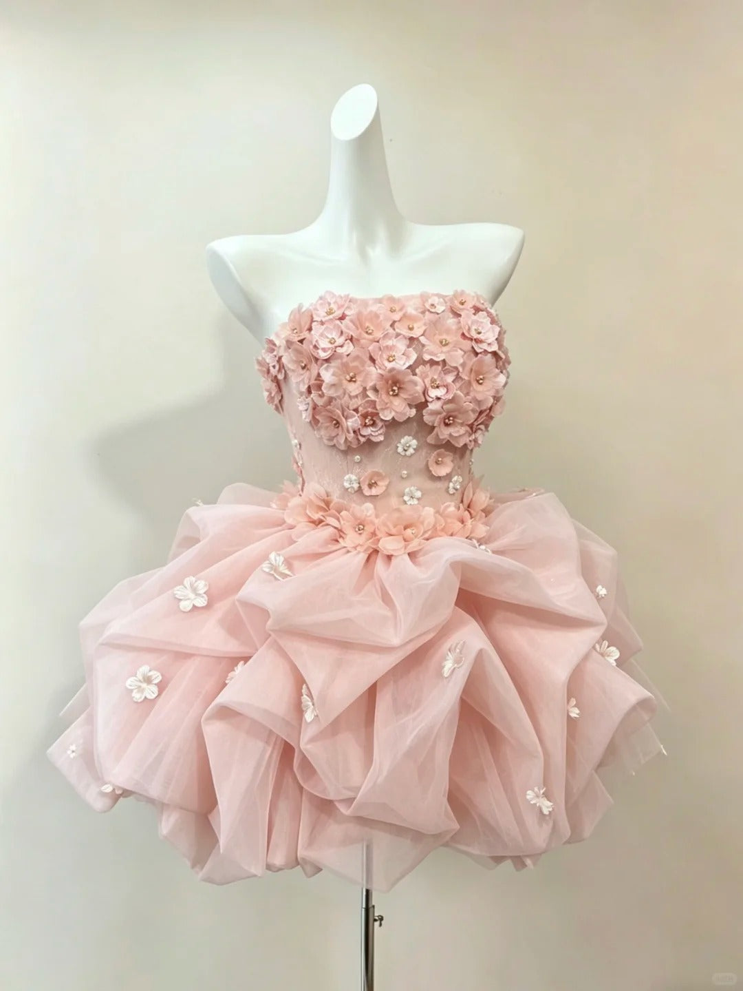Beautiful Ball Gown Strapless Pink Mini Graduation Dresses Short Inspo Senior Homecoming Outfits RB3549