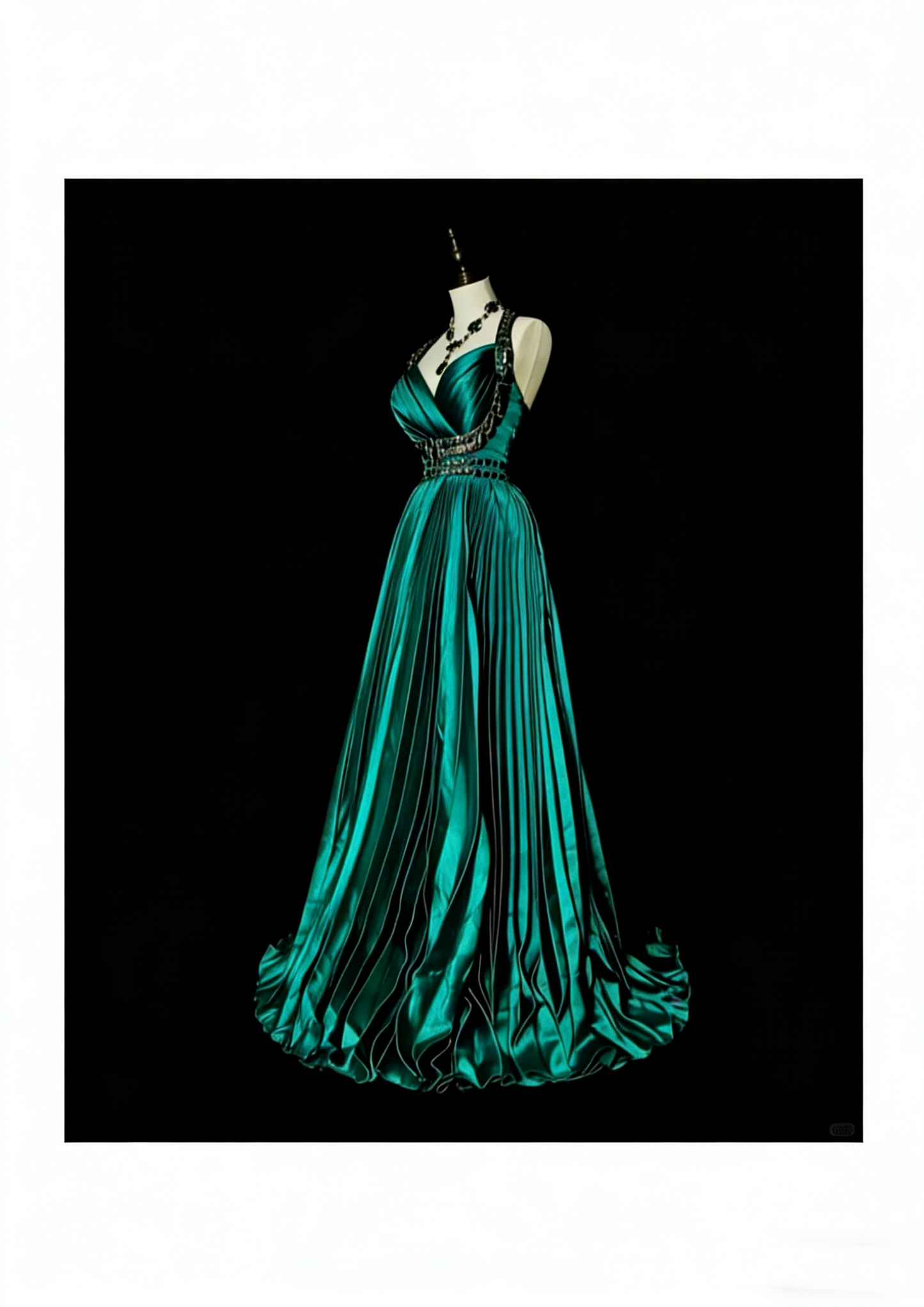 Vintage A line Halter Satin Ruffles Green With Beadings Sleeveless 70s Prom Dresses Long Formal Party Gown N1479