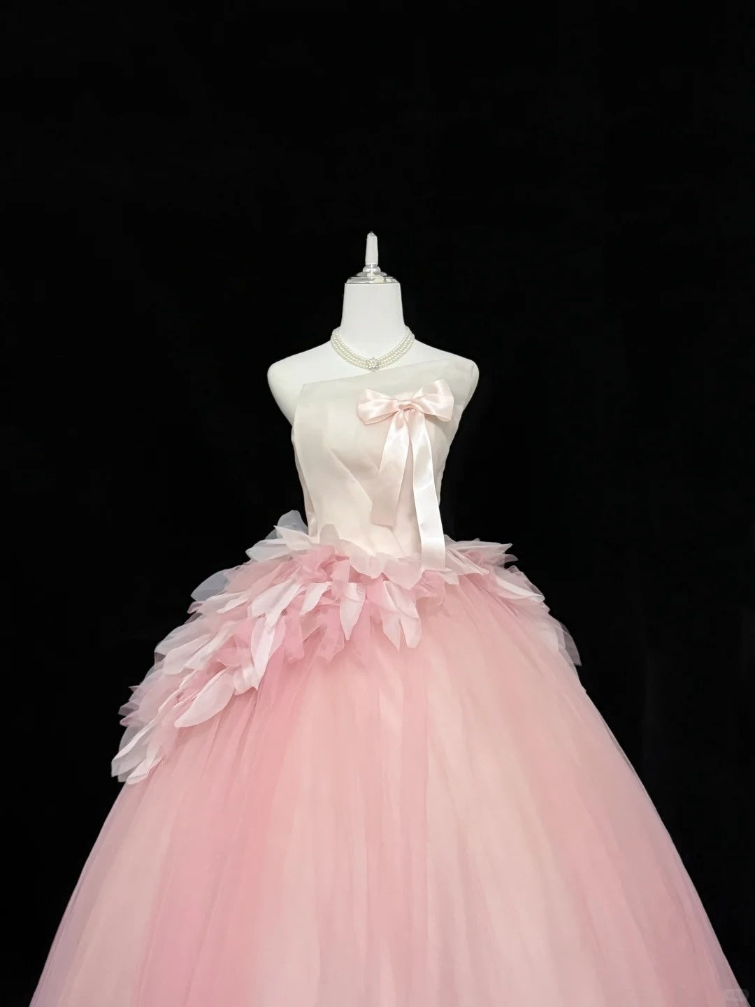 Sweet 16 Dresses Long Ball Gown Sweet Sixteen Long Birthday Dress Strapless Pink Tulle Formal Gown RC0285