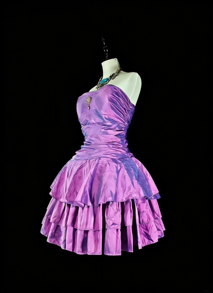 Cute Ball Gown Strapless Purple Taffeta Short Mini Homecoming Dresses N2379