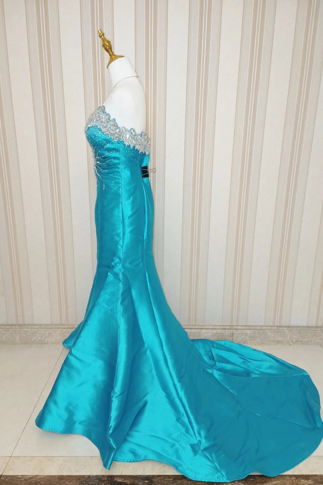 Elegant Mermaid Sweetheart Blue With Beading 18th Birthday Elegant Outfit Formal Prom Dresses N4185