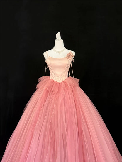 Sweet 16 Dresses Long Ball Gown Sweet Sixteen Long Birthday Dress Spaghetti Straps Tulle Formal Gown RC0268