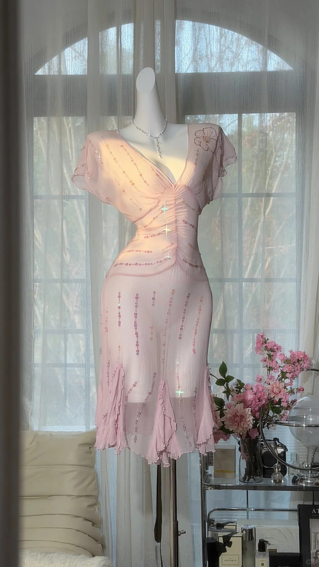 Cute Sheath V Neck Pink Chiffon Short Ideas For Women 16th Birthday Dress Homecoming Outfits N3540