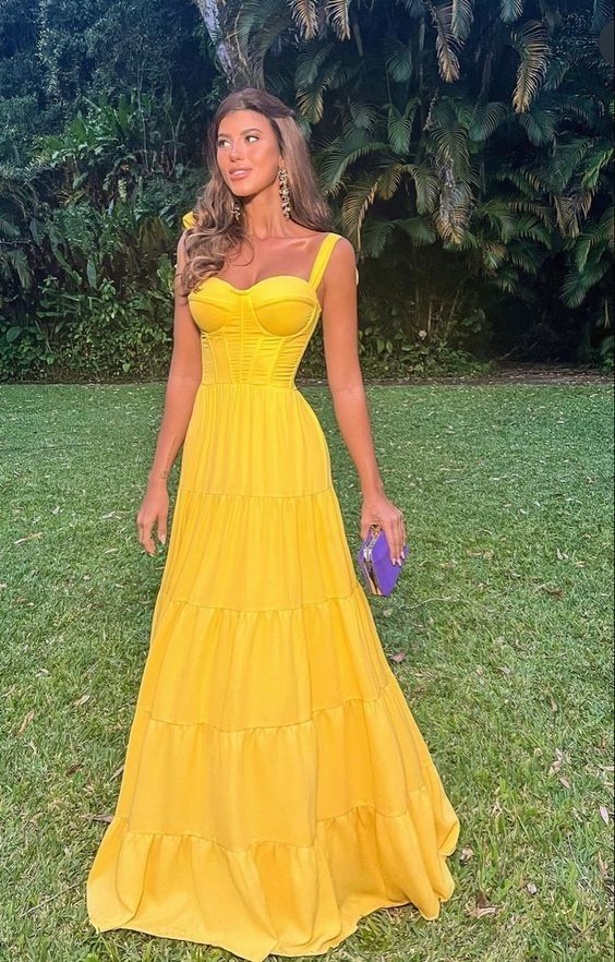 Modest A line Yellow prom dresses, evening dresses,party dresses,sexy formal dresses AB195