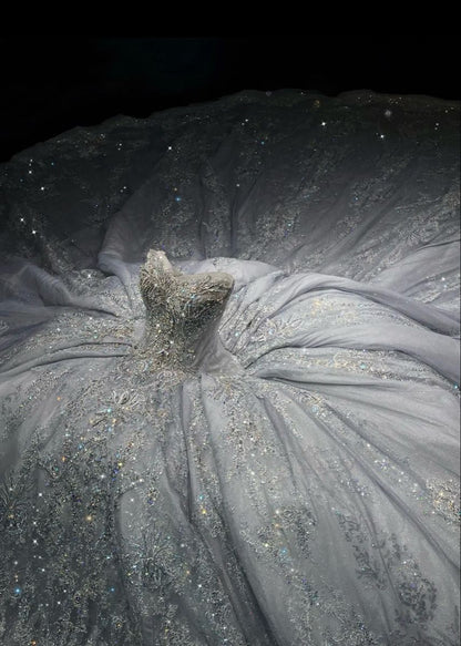 Luxury Ball Gown Sweetheart Sequin Lace Wedding Dress Fairytale Long Wedding Dresses RB2844