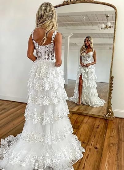 Off The Shoulder Layered Navy Blue Lace Long Prom Dress with Split Vestidos De Dia AB530