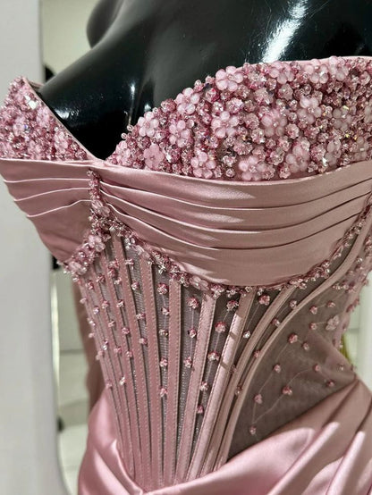 Modest Mermaid Sweetheart Pink Split Prom Dresses Inspo For Teens Formal Dress Party Outfits Prom Gowns AB064