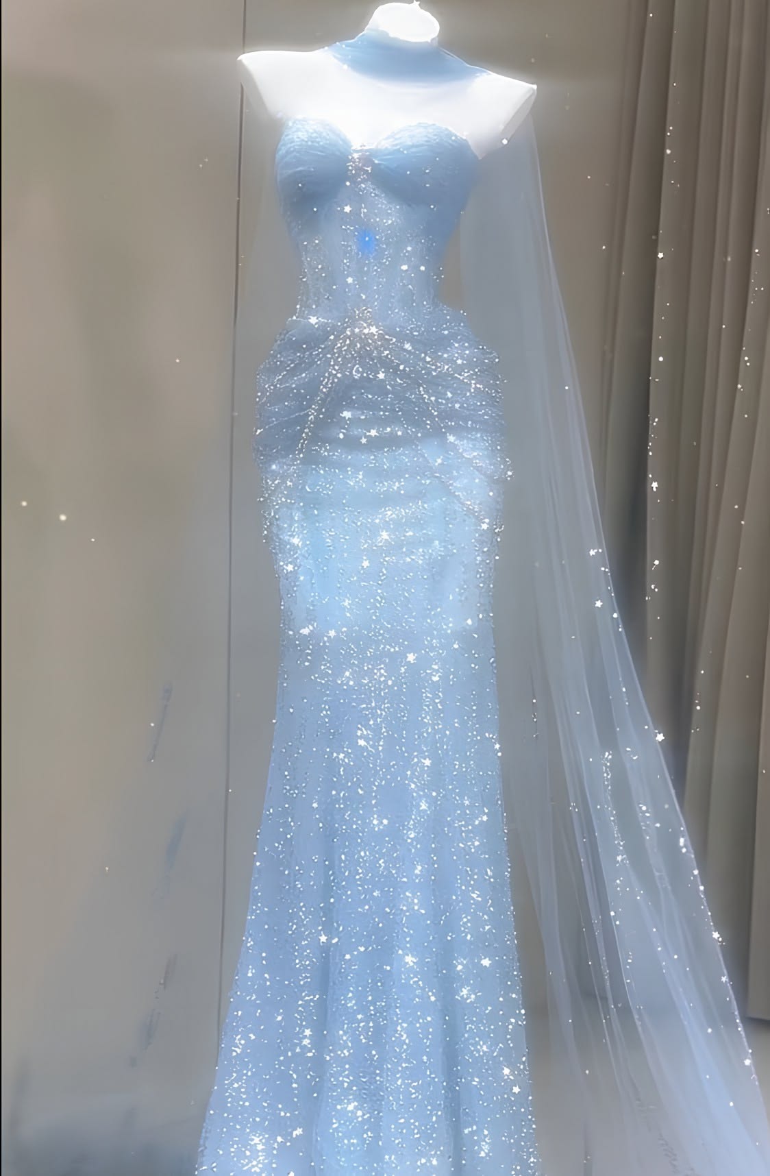 Sweetheart Mermaid Tulle Long Prom Dresses Blue Formal Evening Dress Bodycon For Girls Women N4103