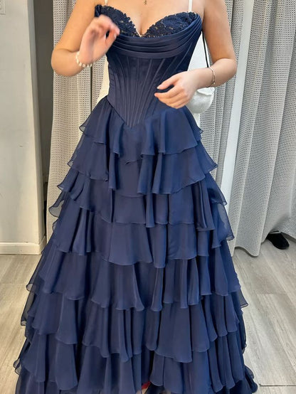 Classy Ball Gown Sweetheart Light Blue Chiffon Prom Dresses Party Dress 20th Birthday Outfits Graduation Dress RB874