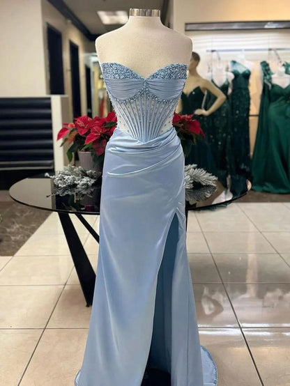 Modest Mermaid Sweetheart Pink Split Prom Dresses Inspo For Teens Formal Dress Party Outfits Prom Gowns AB064