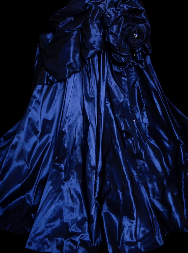 Vintage Ball Gown Strapless Navy Blue Satin Long Prom Dresses Senior Graduation Dance Evening Outfits N035