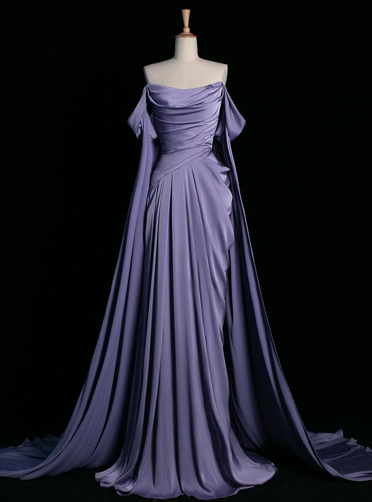 Graceful Mermaid Purple Off the Shoulder Pleats Prom Dress Evening Dresses Party Gowns AB438