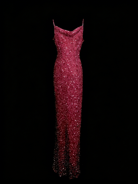 Vintage Fashion Night Aesthetic Mermaid Spaghetti Straps 80s 70s 90s Sequins College Formal Outfit Long Prom Graduation Dresses N1149