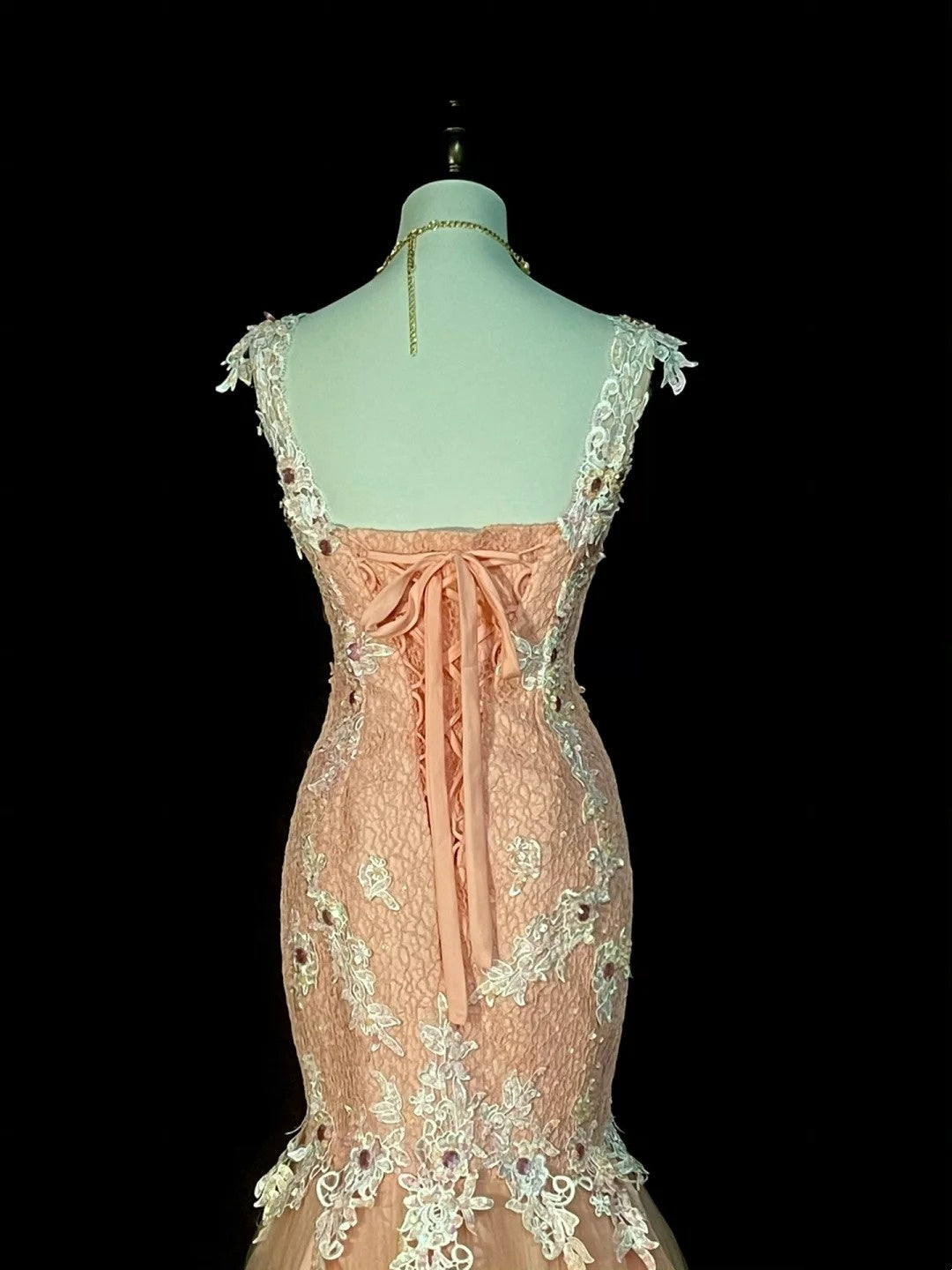 Vintage Mermaid V Neck Pink Tulle With Lace Appliques 2000s Senior Prom Dresses High School Long Formal Dress N1297