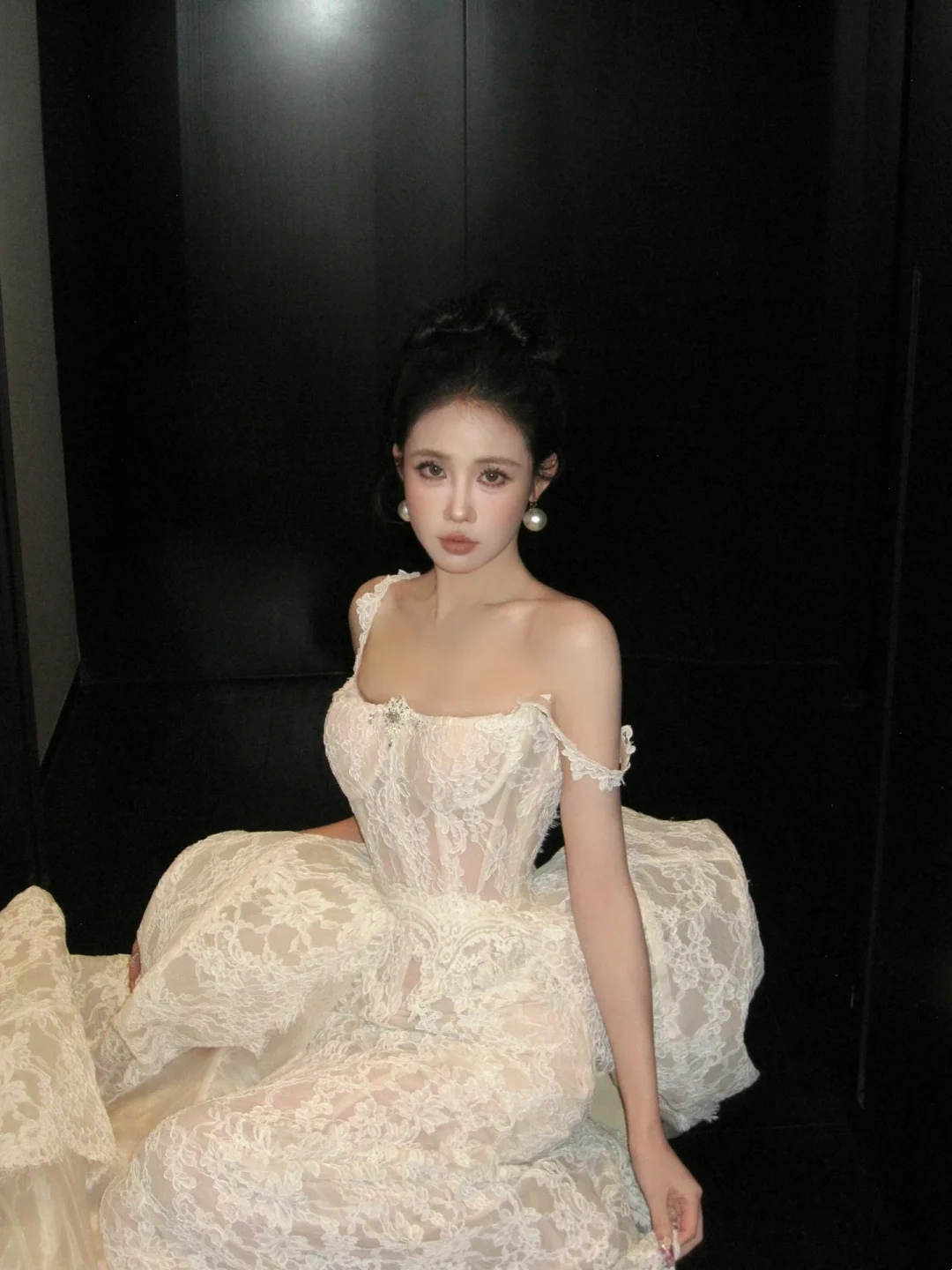 Shimmer Mermaid Square Neck White Lace Wedding Dress With Train Fairytale Brides Gown Wedding Dresses N061