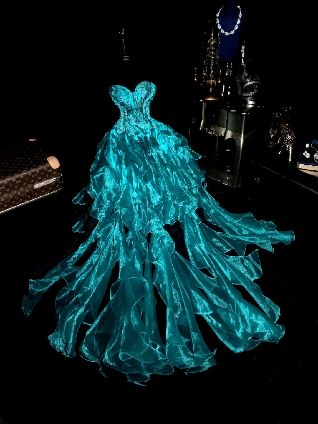 Charming Ball Gown Sweetheart Organza With Tiered Beading Prom Dresses Formal Outfits Evening Dress RB8270
