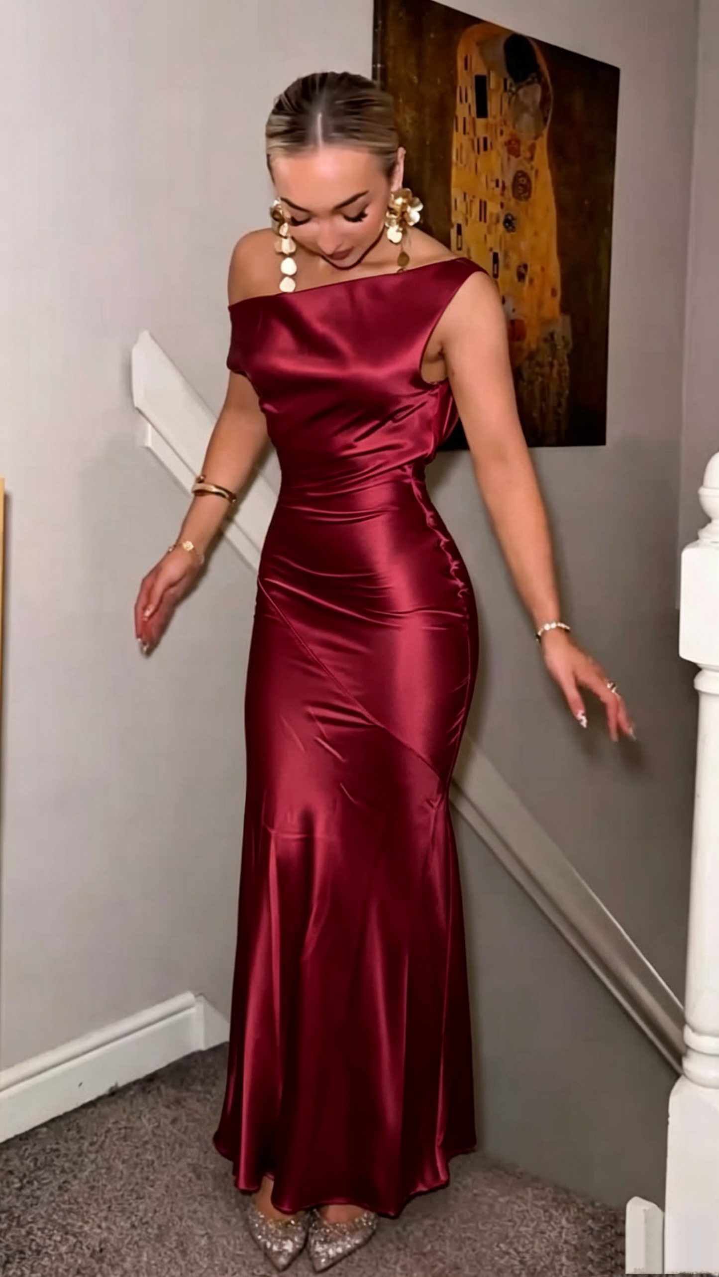 Sexy Yellow Satin Long Prom Dresses Off The Shoulder Mermaid For Women N4186