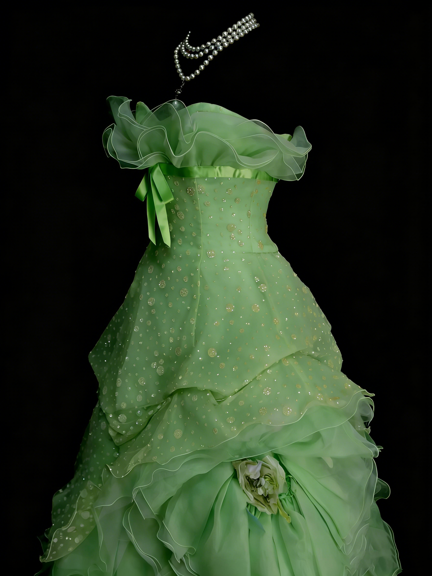 Modest Ball Gown Sweetheart Green Organza 80s Long Prom Dresses Inspiration Party Gowns Vintage Sweet 16 Dress N1311