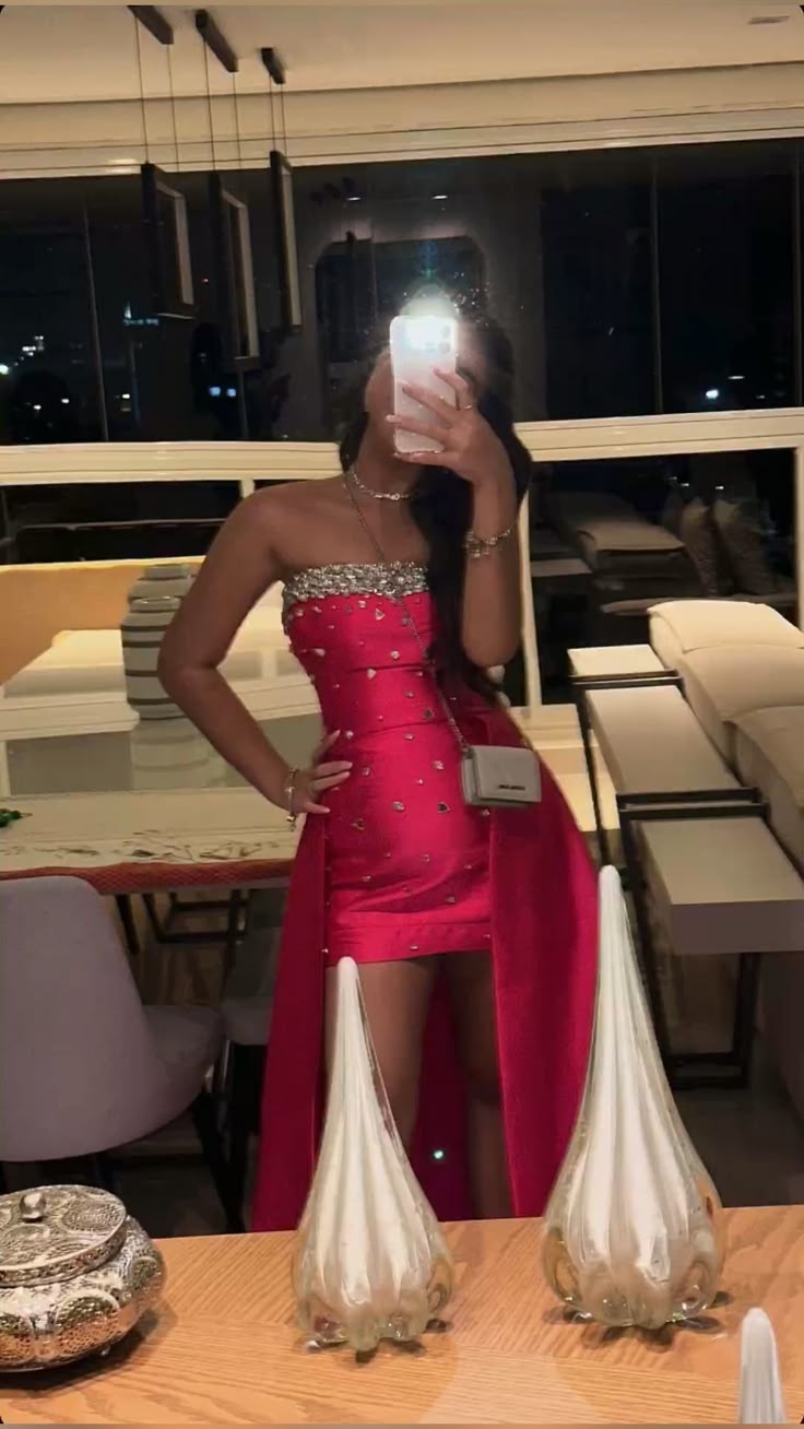 Modest Sheath Strapless Hot Pink Satin With Beads Senior 12th Grad Short Mini Aesthetic Homecoming Dresses RB4392