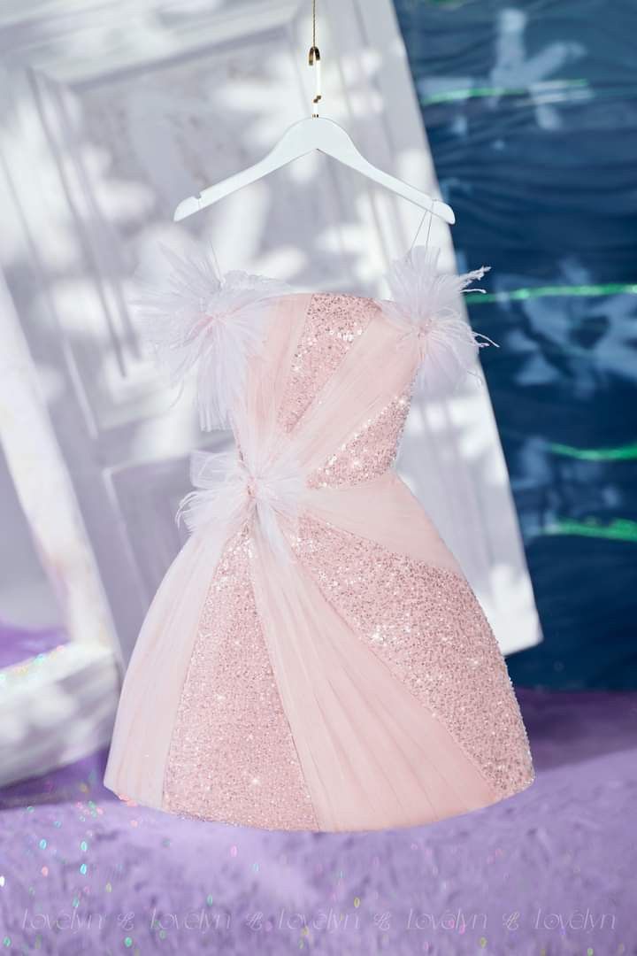 Beautiful A Line Strapless Pink Sequined Short Birthday Outfits Homecoming Dress Party Dresses RB6428