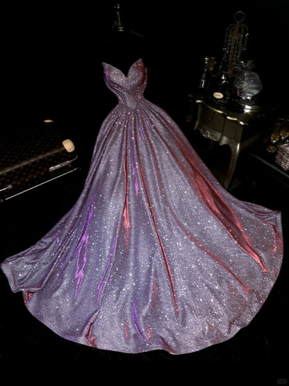 Shinning Ball Gown Sweetheart Lilac Sequin With Silver Corset Fitted Prom Dresses Formal Outfits Evening Dress RB8271