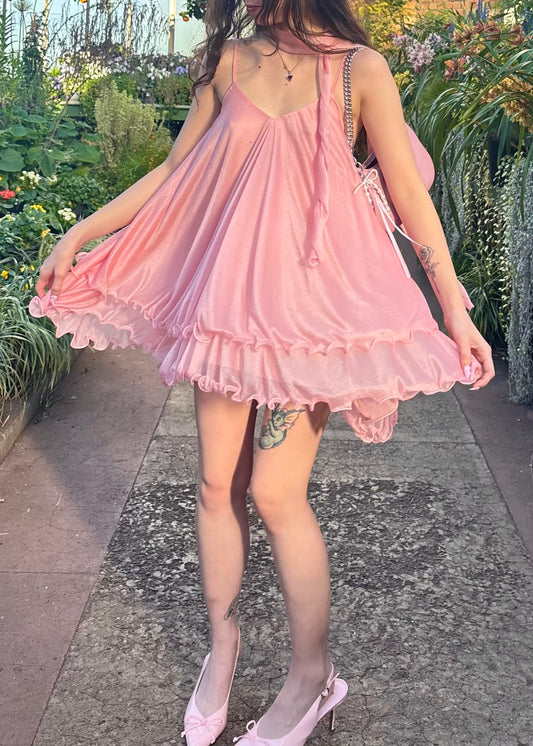 Simple Homecoming Dresses Outfit inspo A line Pink layered dress with scarf 16th Birthday Cocktail Ideas Outfits RB8353