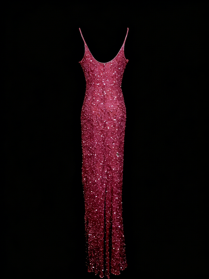 Vintage Fashion Night Aesthetic Mermaid Spaghetti Straps 80s 70s 90s Sequins College Formal Outfit Long Prom Graduation Dresses N1149