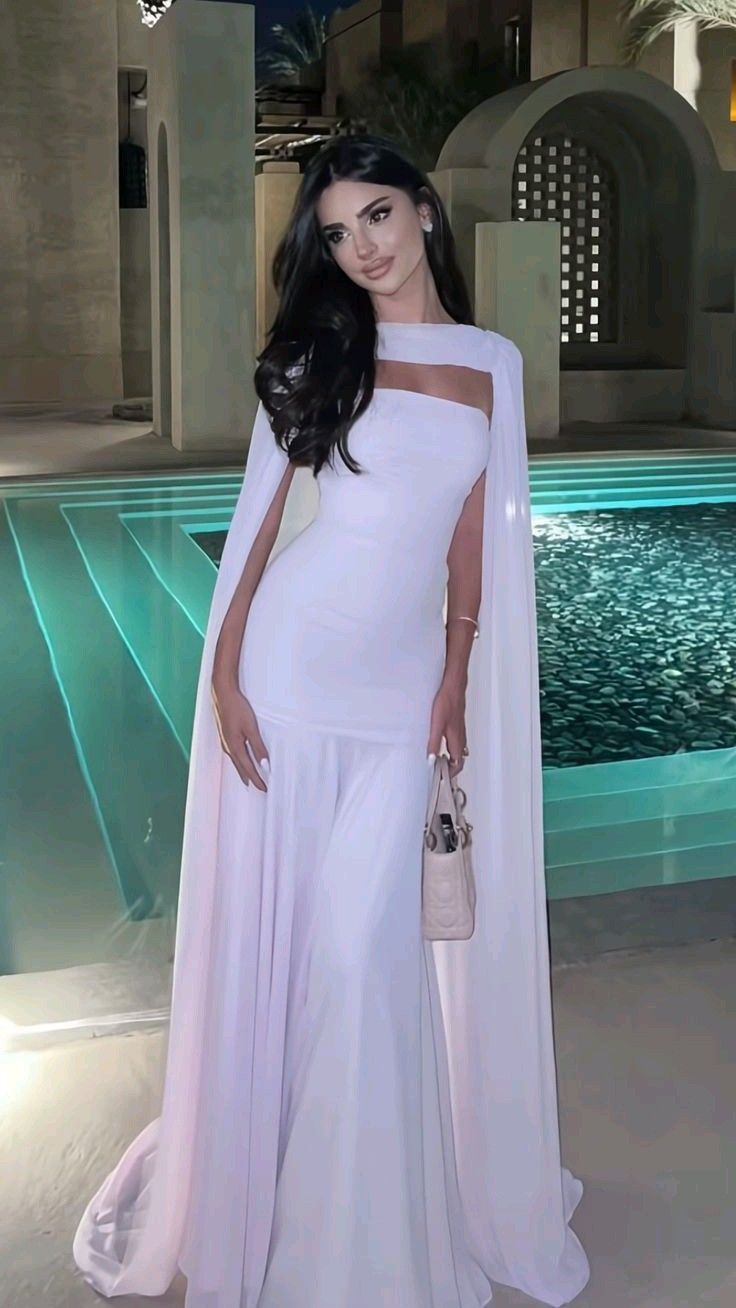 Lilac Mermaid Prom Dress Strapless Chiffon Floor Length Graduation Party Dress With Cape RC0217