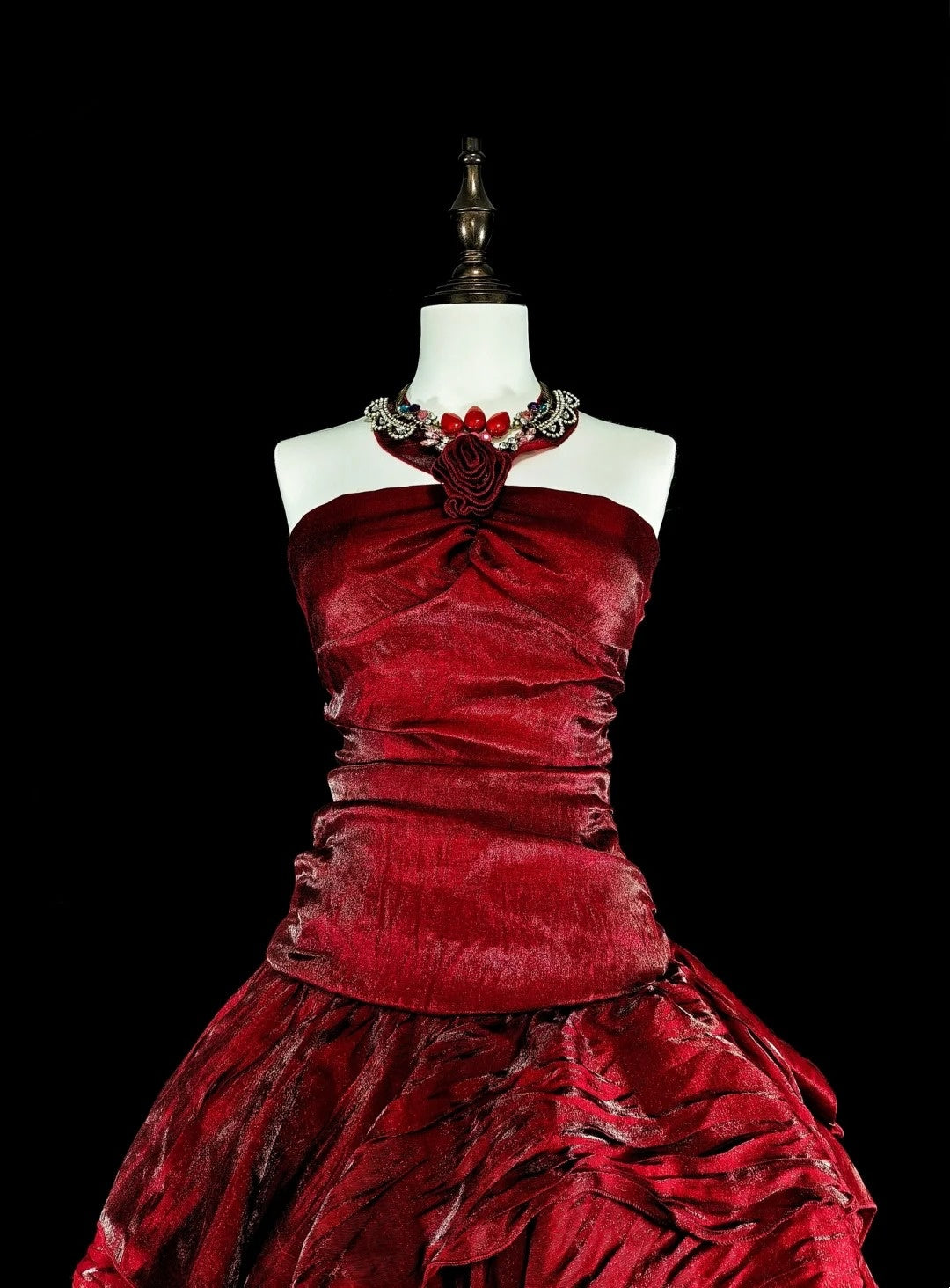 Vintage Ball Gown High Low Halter Burgundy With Beadings Long Prom Gown Party Wear Fashion Dresses N1826