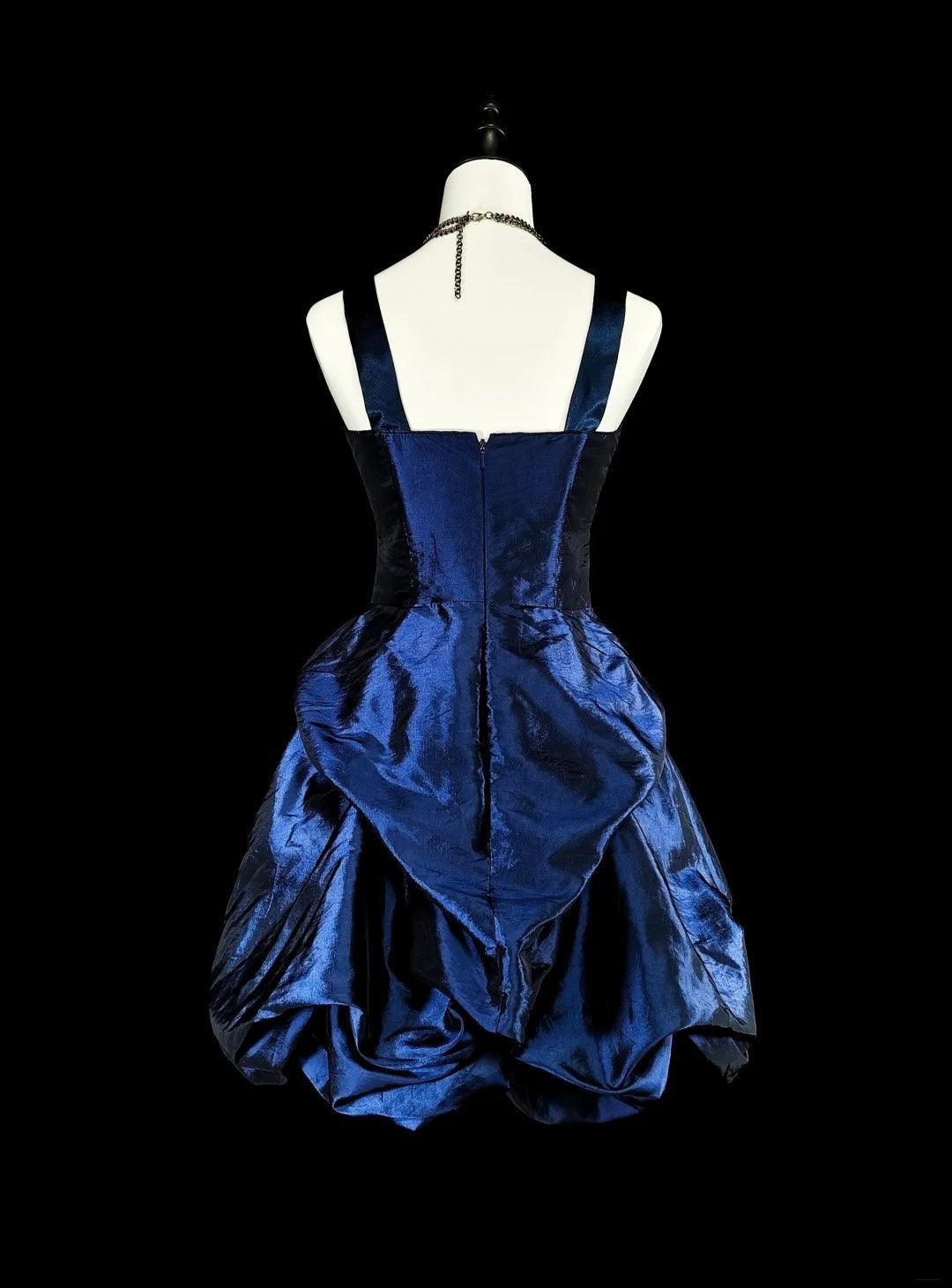 Pretty Sheath Spaghetti Strap Navy Blue Taffeta Graduation Short Mini Homecoming Dresses Hoco Dress N2721