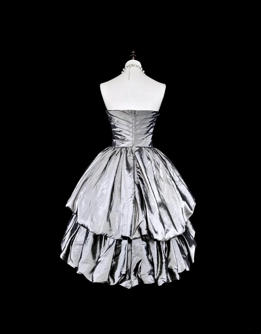 Unique Ball Gown Strapless Silver Gray Mini Short Homecoming Dresses Hoco Cocktail Gowns N3070