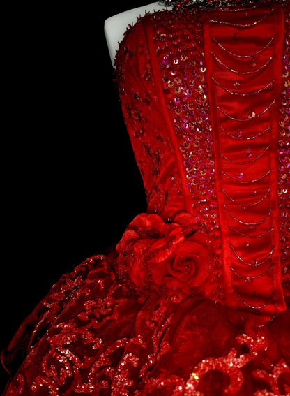 Unique Ball Gown Strapless Lace Red Inspo Vintage Fashion 2000s Hoco Gowns Short Inspo Homecoming Dresses N2012