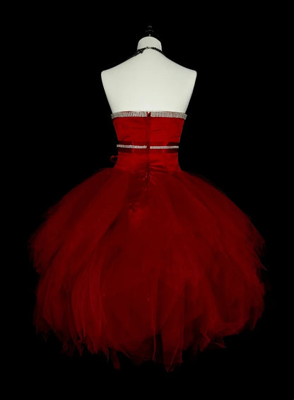 Unique Ball Gown Strapless Tulle Red Inspo Vintage Fashion 2000s Hoco Gowns Short Inspo Homecoming Dresses N2011